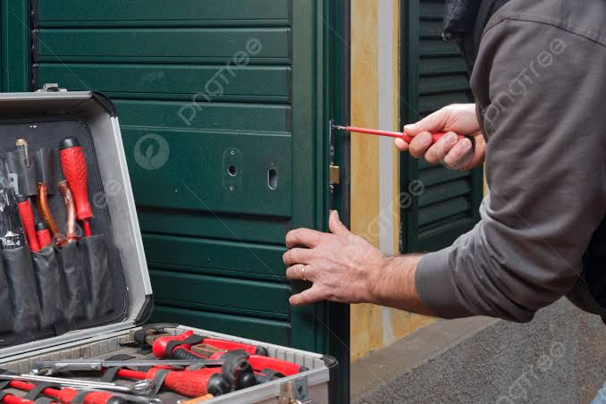Residential locksmith working on a McKenna home